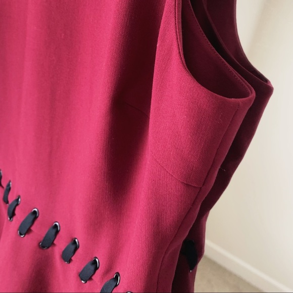 🍉Elizabeth and James Dress Carter Lace-Up Fit & Flare Sleeveless Burgundy - Picture 4 of 13